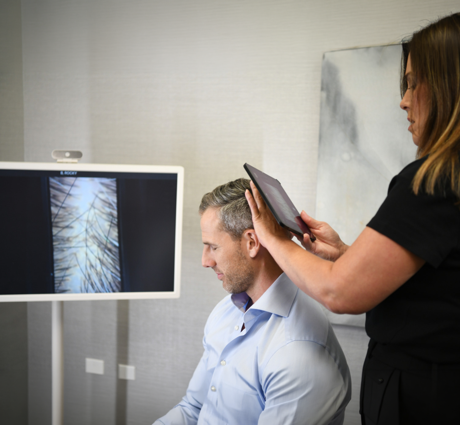 Advanced hair analysis technology in use